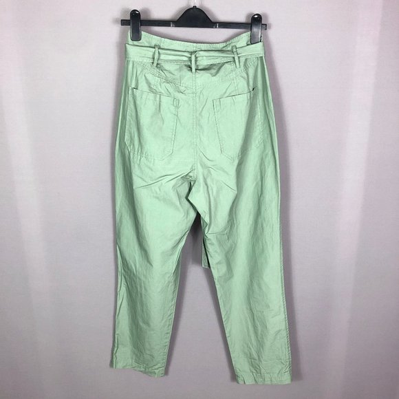 La Vie Rebecca Taylor Sage Green Tie Front Paperbag Waist Pants Size 27 - Picture 6 of 11